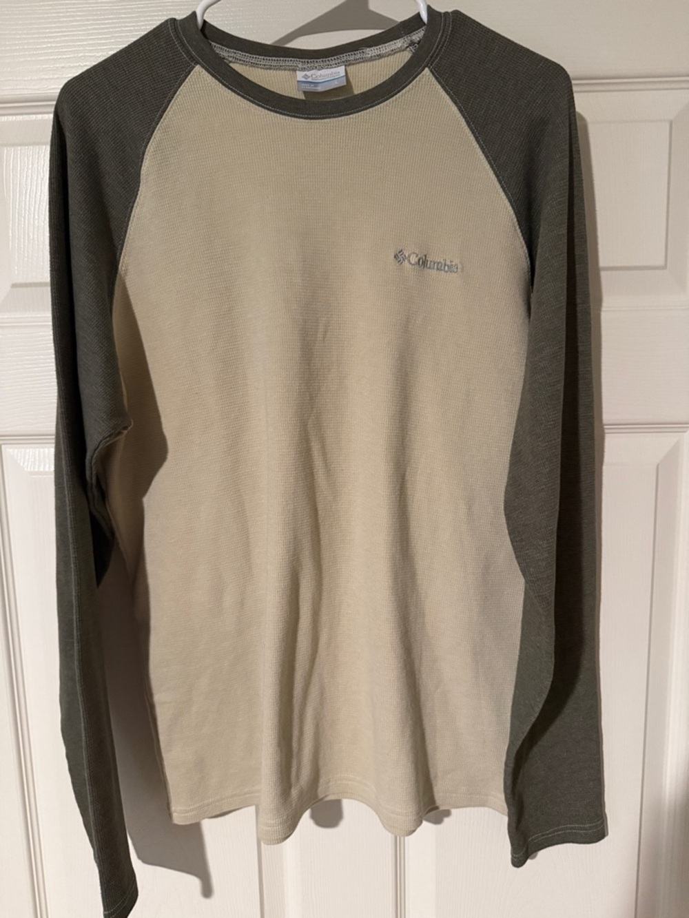 Columbia Two-Tone Waffle Long Sleeve Shirt - Cream & Gray